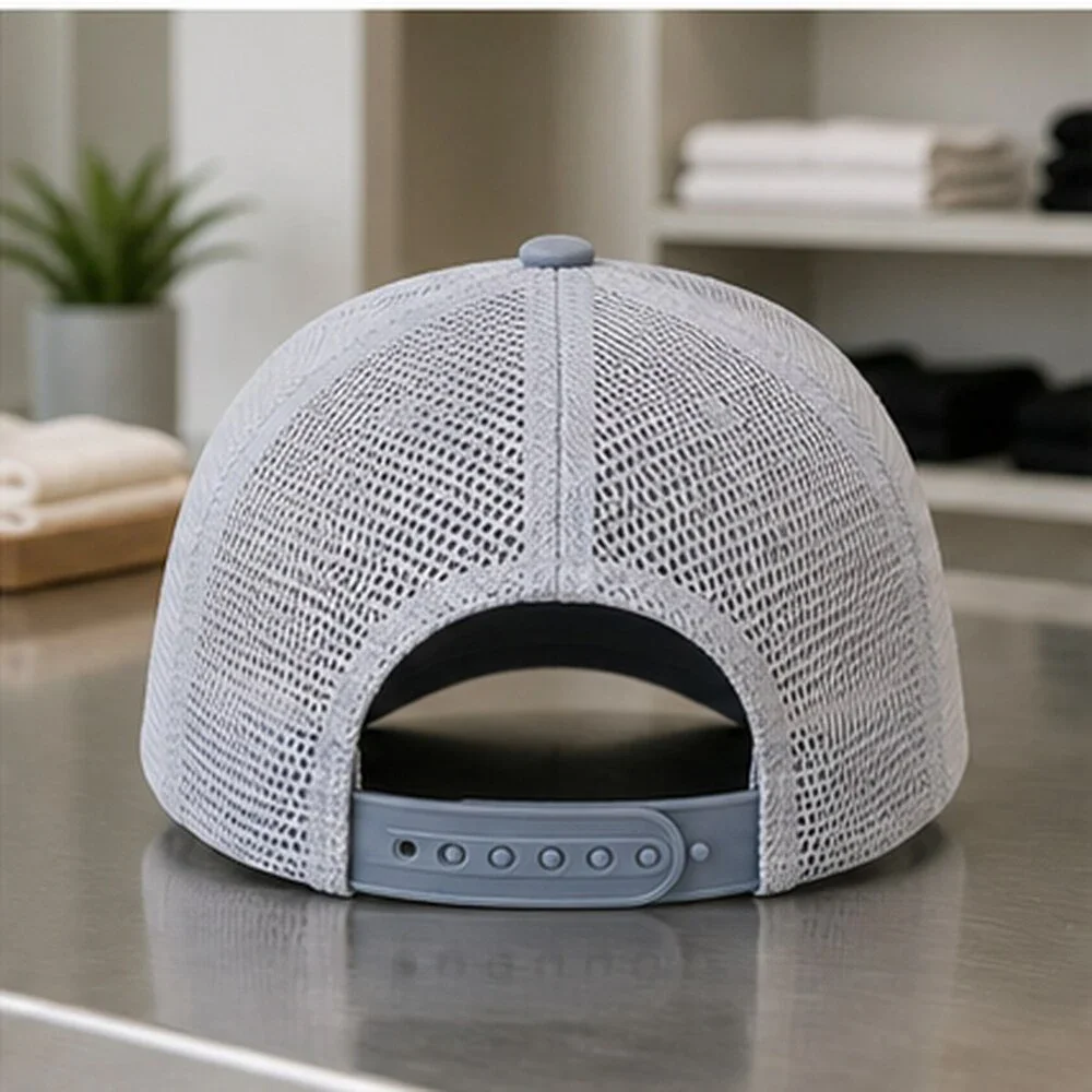 ALO Yoga Mist Blue Gray Running Mesh Trucker Cap Hat NWT
